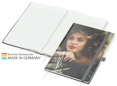 Match-Book White green+blue A4, silbergrau